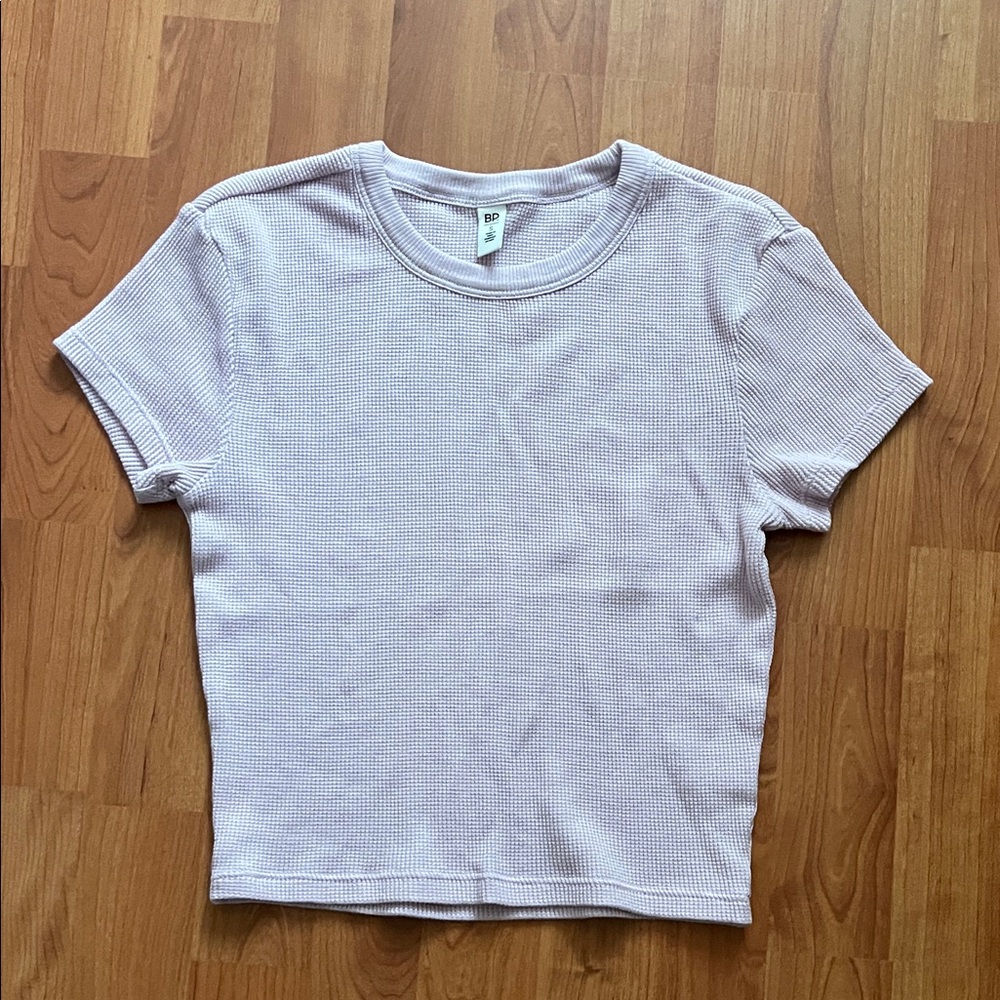 BP Lavender Ribbed Short Sleeve Top